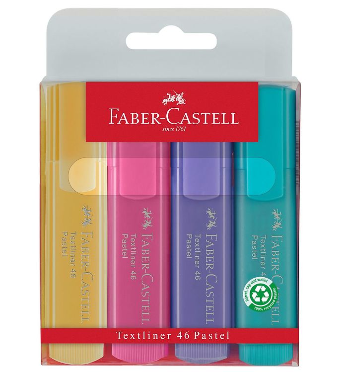Faber-Castell TEXTLINER 1546 SUPERFLUORESCENT - Highlighter - fluorescerende blå, fluorescerende gul, fluorescerende pink, fluorescerende violet - vandbaseret blæk - 1-2-5 mm (pakke med 4)