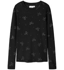 Name It Blouse - Mesh - NkfFrestin - Black/Bow