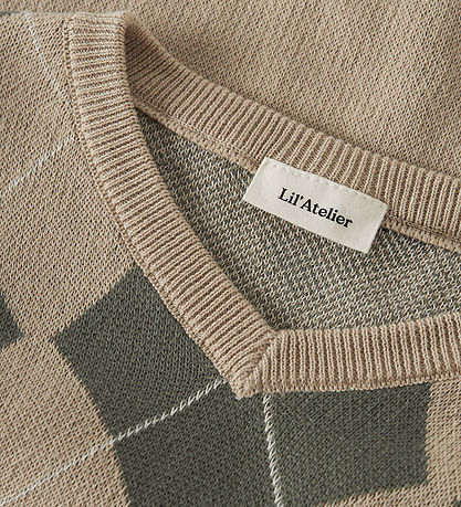 Lil' Atelier Vest - Strik - NmmRonan - White Pepper/MULLED BASIL