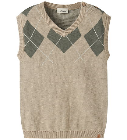Lil' Atelier Vest - Strik - NmmRonan - White Pepper/MULLED BASIL