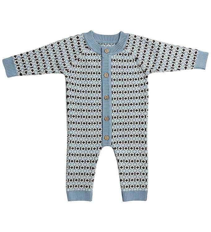 Smallstuff Heldragt - Uld - Strik - Light Blue m. Mønster
