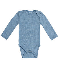 Smallstuff Bodysuit l/s - Wool - Rib - Light Blue