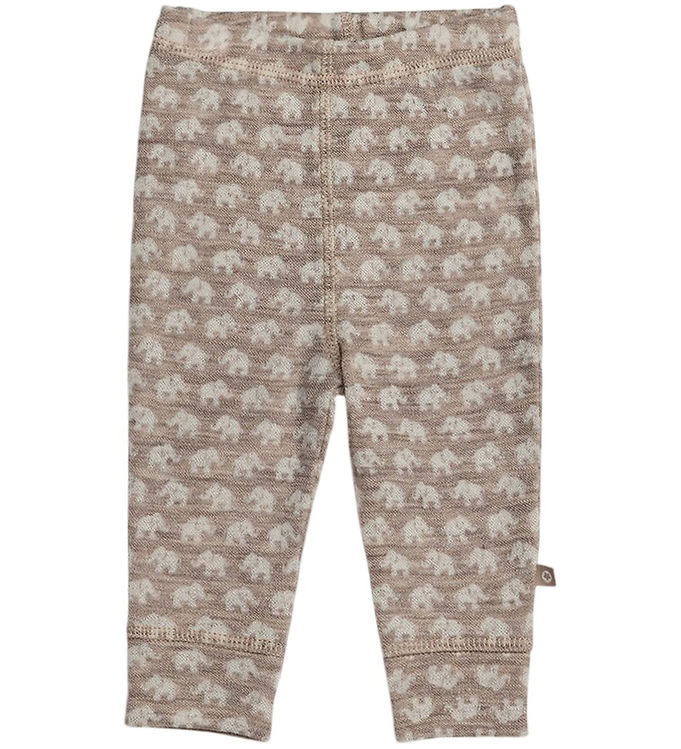 SmallStuff Leggings - Uld - Light Nature m. Elefanter