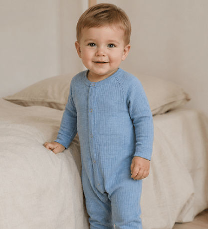 Smallstuff Ullpyjamasdräkt - Light Blue