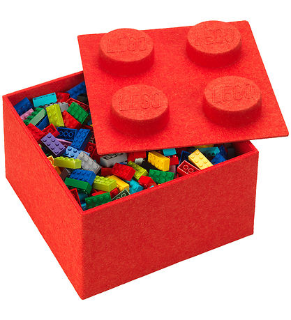 LEGO® Storage Opbevaringsboks - 4 Knopper - Filt - 25x25x18 - Rø