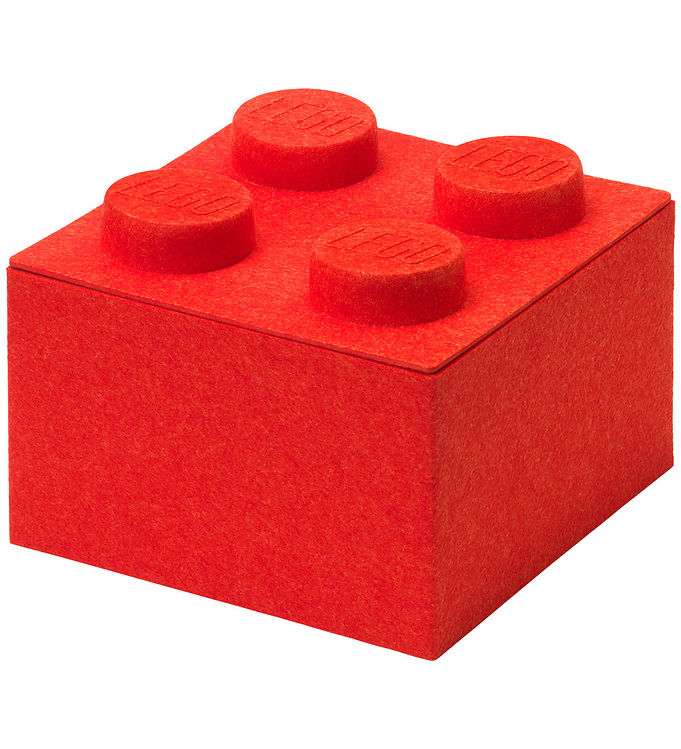 LEGO ® Storage Opbevaringsboks - 4 Knopper - Filt - 25x25x18 - Rø
