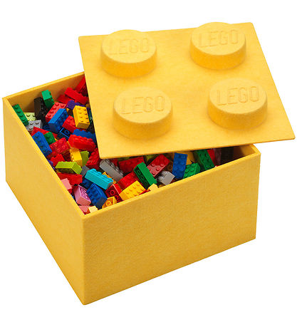 LEGO® Storage Opbevaringsboks - 4 Knopper - Filt - 25x25x18 - Gu