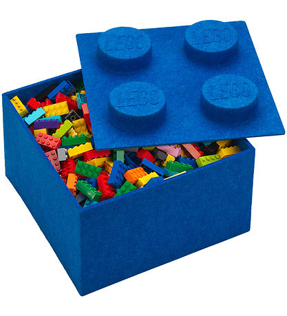 LEGO® Storage Opbevaringsboks - 4 Knopper - Filt - 25x25x18 - Bl
