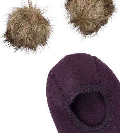 Mikk-Line Elefanthue - Uld - 1-lags - Plum Perfect m. Kvaste