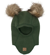 Mikk-Line Elefanthue - Uld - 1-lags - Kombu Green m. Kvaste
