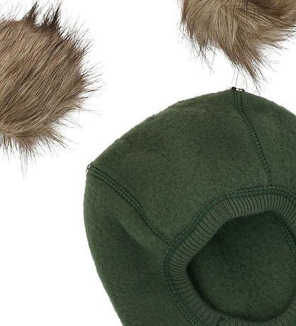 Mikk-Line Elefanthue - Uld - 1-lags - Kombu Green m. Kvaste