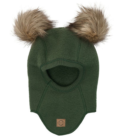 Mikk-Line Elefanthue - Uld - 1-lags - Kombu Green m. Kvaste