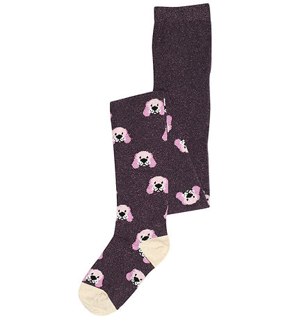Melton Strømpebukser - Doggy Glitter - Dark Purple