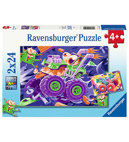 Ravensburger Puslespil - 2x24 Brikker - Monster Trucks