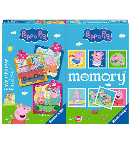 Ravensburger Puslespil og Huskespil - 3 stk - Peppa Pig