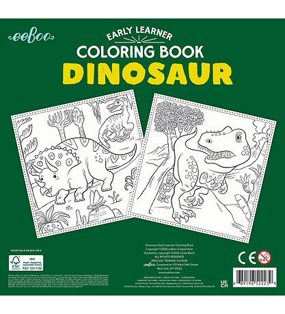 Eeboo Malebog - Kvadratisk - 32 Sider - Dinosaurer
