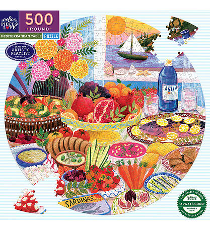 Eeboo Puslespil - 500 Brikker - Rundt Puslespil - Mediterranean 