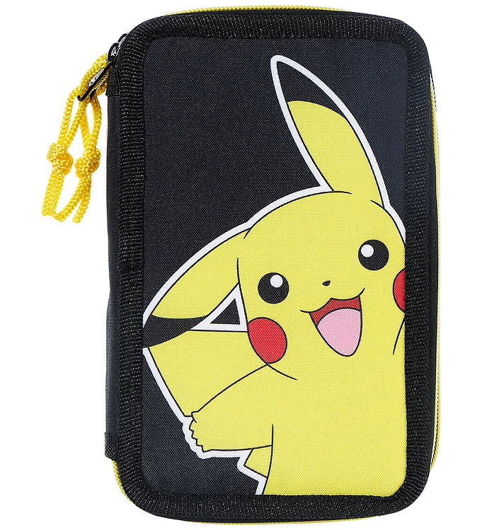 Pokémon Penalhus m. Indhold - Dobbelt - Sort m. Pikachu