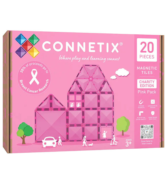 Connetix Magnetsæt - 20 Dele - Charity Pack Pink