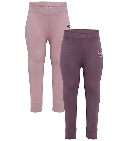 Hummel Leggings - 2-pak - HmlMini - Black Plum/Sea Fog