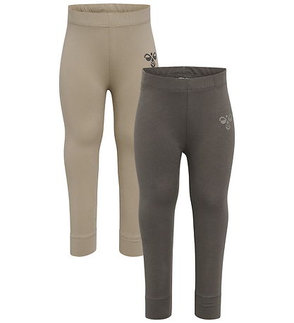 Hummel Leggings - 2-pak - HmlMini - Dark Gull Gray/Vintage Khaki