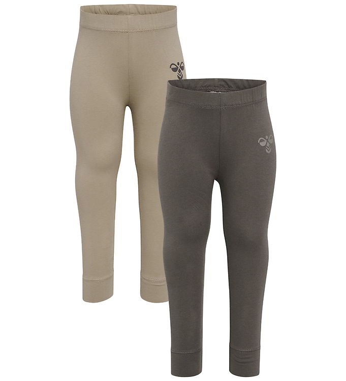 Hummel Leggings - 2-pak - HmlMini - Dark Gull Gray/Vintage Khaki