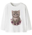 Name It Bluse - NmfVotea - Bright White/Cute Kitten