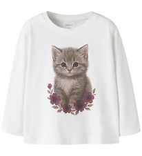 Name It Bluse - NmfVotea - Bright White/Cute Kitten