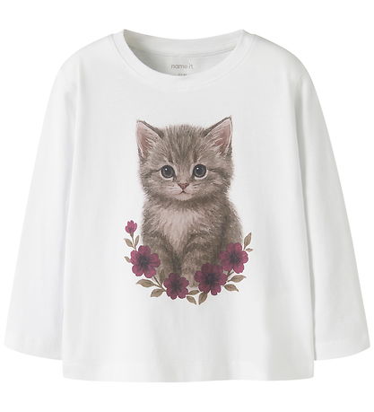 Name It Bluse - NmfVotea - Bright White/Cute Kitten