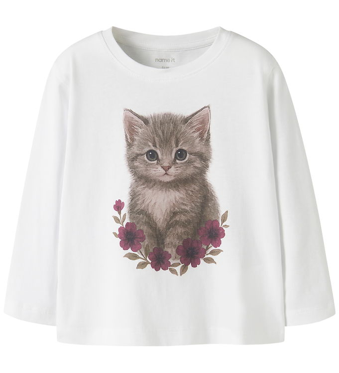 Name It Bluse - NmfVotea - Bright White/Cute Kitten