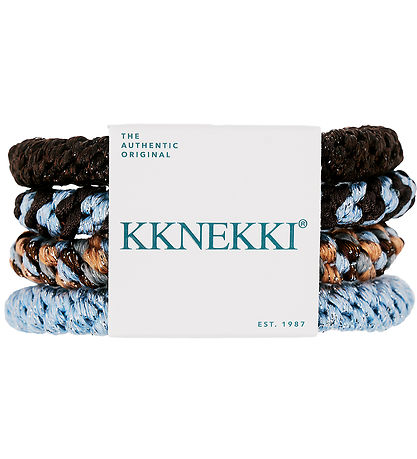 Kknekki Hårelastikker - 4-pak - Blå/Brun Glitter