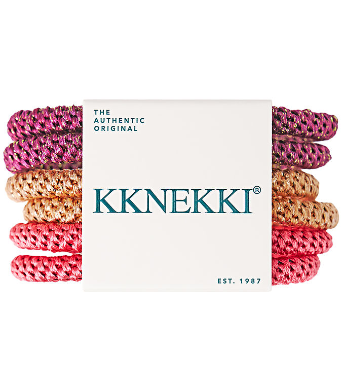 Kknekki Hårelastikker - Slim - 6-pak - Pink/Lilla Glitter