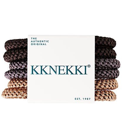 Kknekki Hårelastikker - Slim - 6-pak - Brun