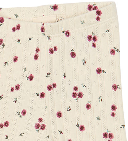 Petit Piao Leggings - PpGracie Pointelle - Eggnog Rosehip Aop