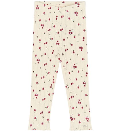 Petit Piao Leggings - PpGracie Pointelle - Eggnog Rosehip Aop