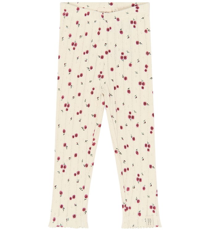 Petit Piao Leggings - PpGracie Pointelle - Eggnog Rosehip Aop