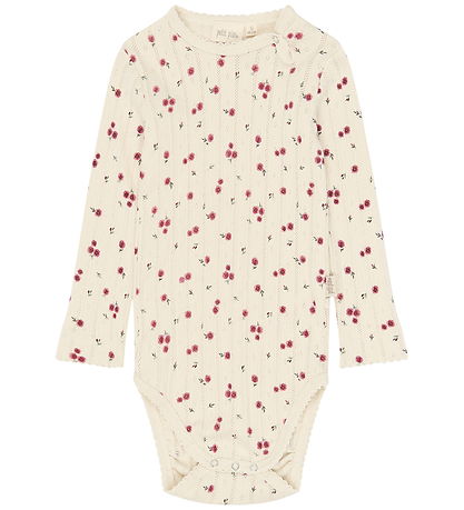 Petit Piao Body l/æ - PpGracie Pointelle - Eggnog Rosehip Aop