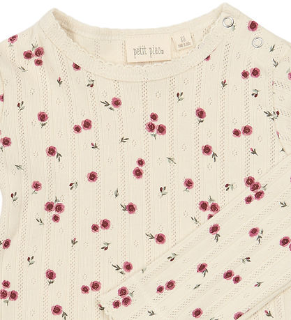 Petit Piao Bluse - PpGracie Pointelle - Eggnog Rosehip Aop