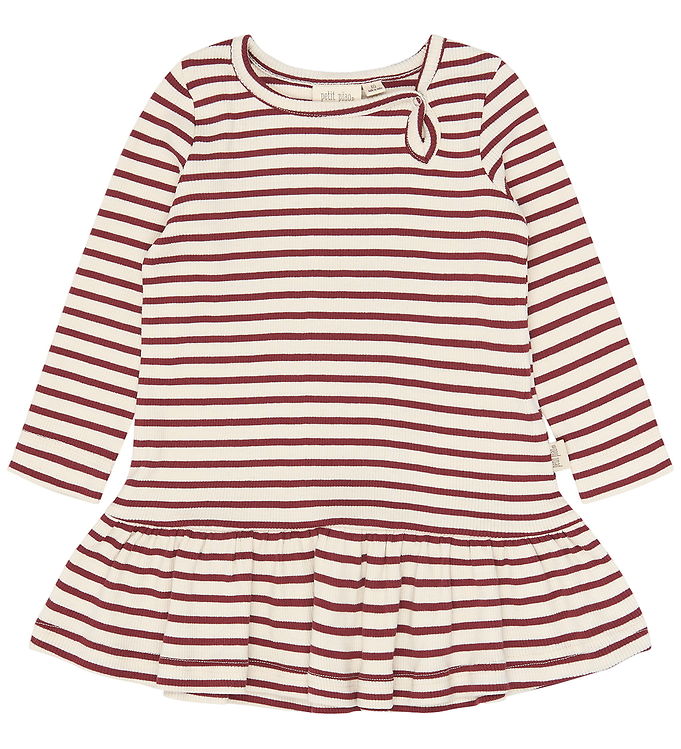 Petit Piao Kjole - Rib - Bomuld/Modal - PpSky - Syrah Striped