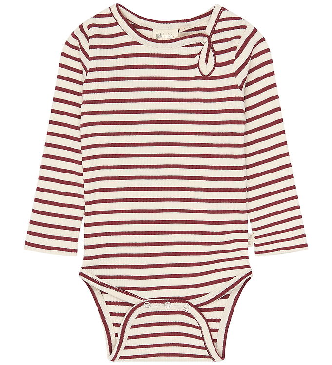 Petit Piao Body l/æ - Rib - Bomuld/Modal - PpSky - Syrah Striped