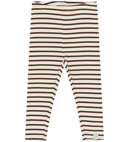 Petit Piao Leggings - Rib - PpSky - Chestnut Striped