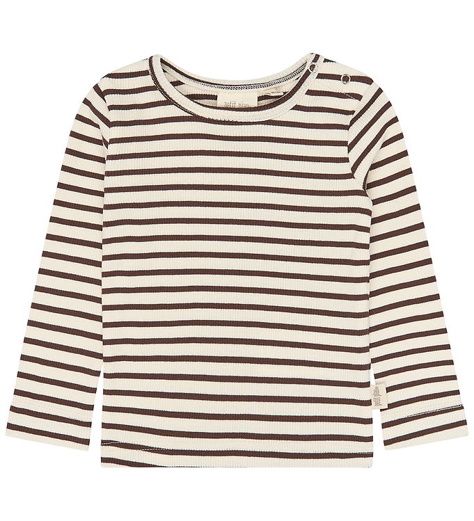Petit Piao Bluse - Rib - PpSky - Chestnut Striped