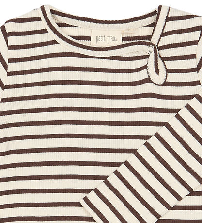Petit Piao Body l/æ - rib - PpSky - Chestnut Striped