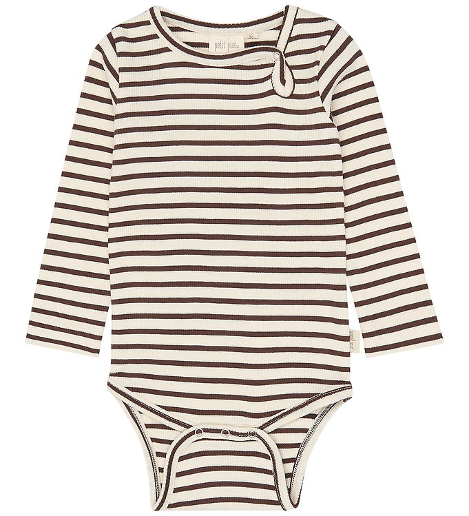 Petit Piao Body l/æ - Rib - Bomuld/Modal - PpSky - Chestnut Stri
