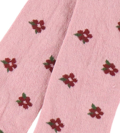 Fuzzies Strømpebukser - Rose m. Blomster