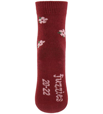 Fuzzies Strømper - 2-pak - Bordeaux m. Blomster