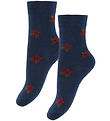 Fuzzies Strømper - 2-pak - Deep Blue m. Blomster