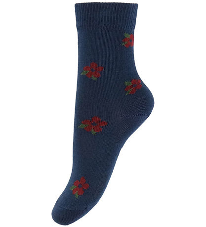 Fuzzies Strømper - 2-pak - Deep Blue m. Blomster