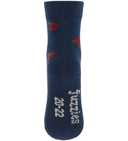 Fuzzies Strømper - 2-pak - Deep Blue m. Blomster