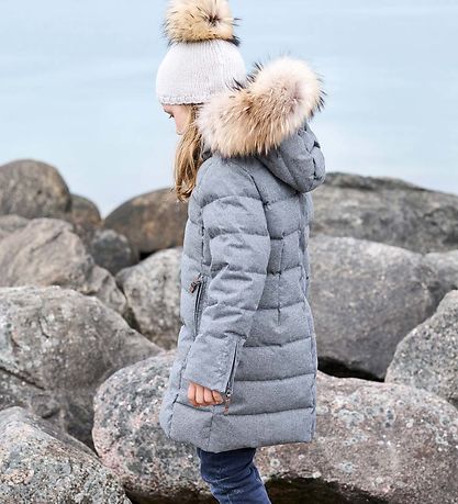 Ver de Terre Dunfrakke m. Pels - Gråmeleret Ver de Terre Dunfrakke m. Pels - Gråmeleret